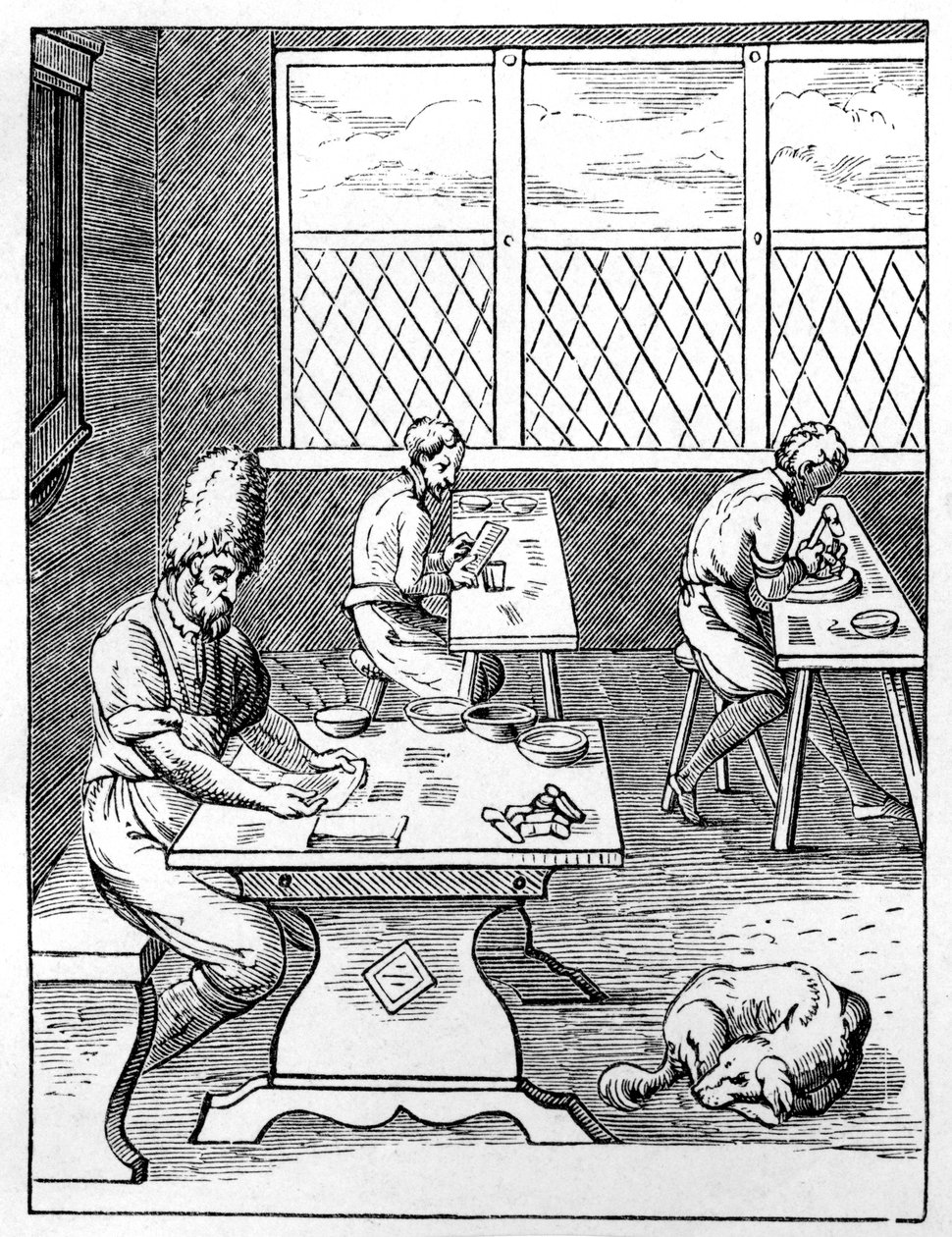 Fabricante de pinos e agulhas, c1559-1591 de Jost Amman
