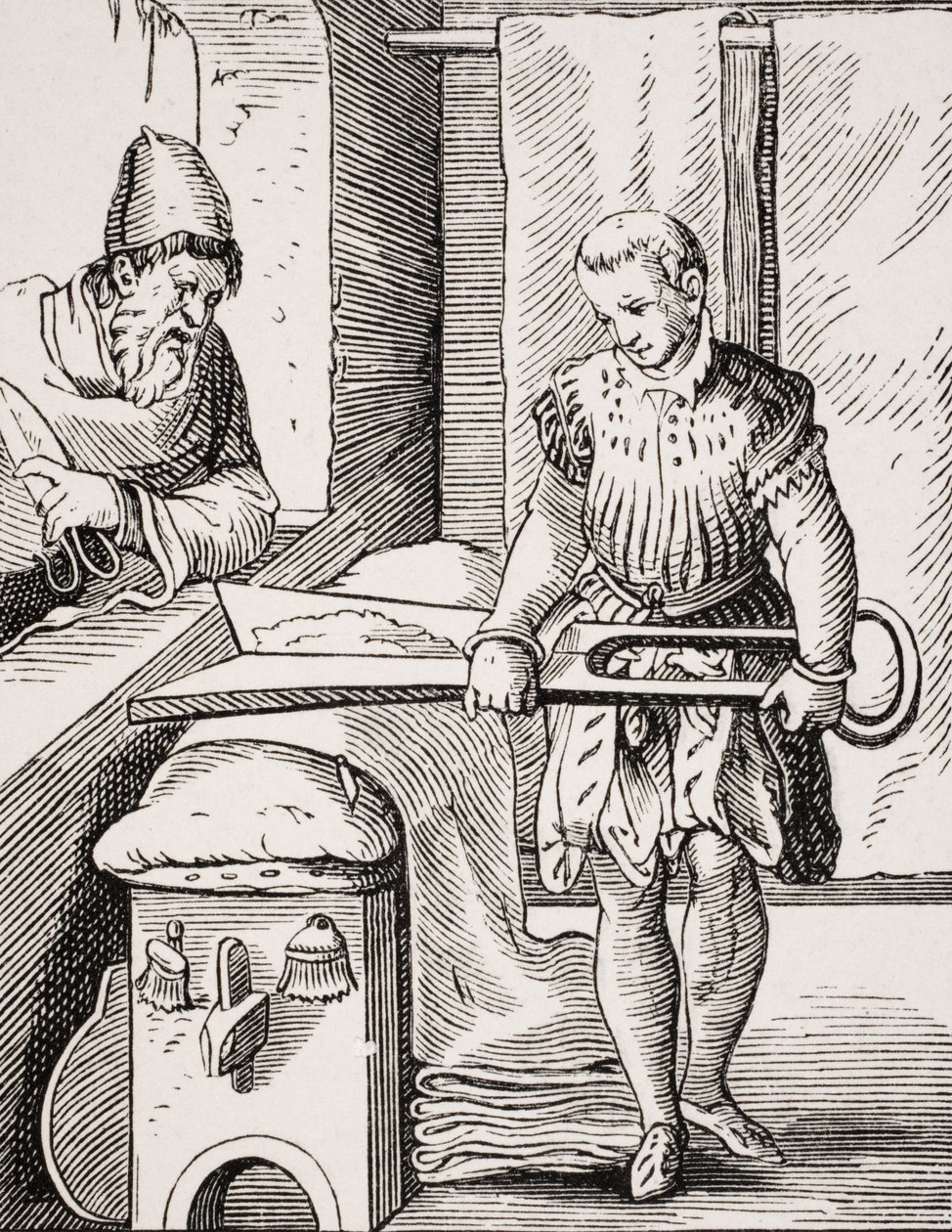 Clothworker, reprodução de xilogravura do século XVI, século XIX de Jost (after) Amman