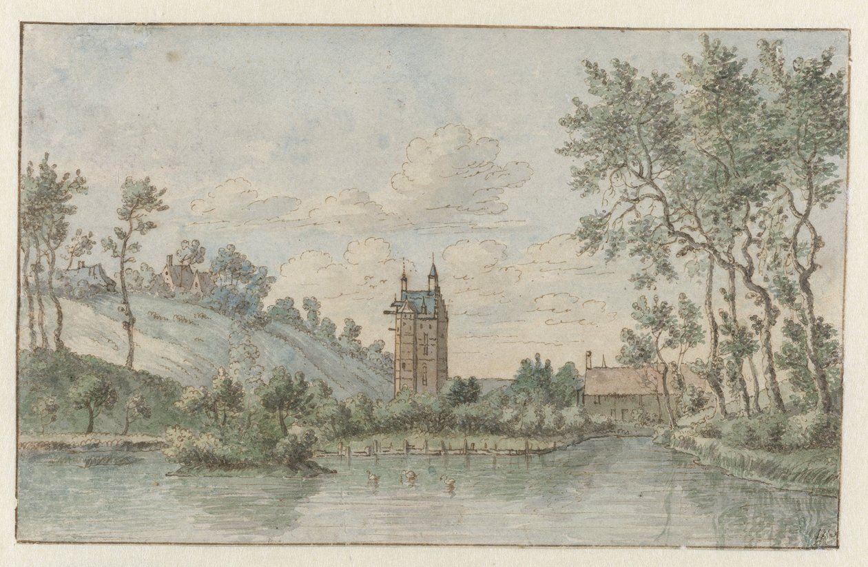 Paisagem com Huis Kluys, perto de Bruxelas de Josua de Grave (attributed to)