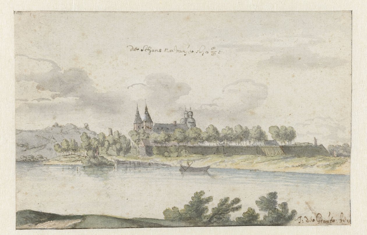 Vista do Forte Navagne, Limburgo de Josua de Grave