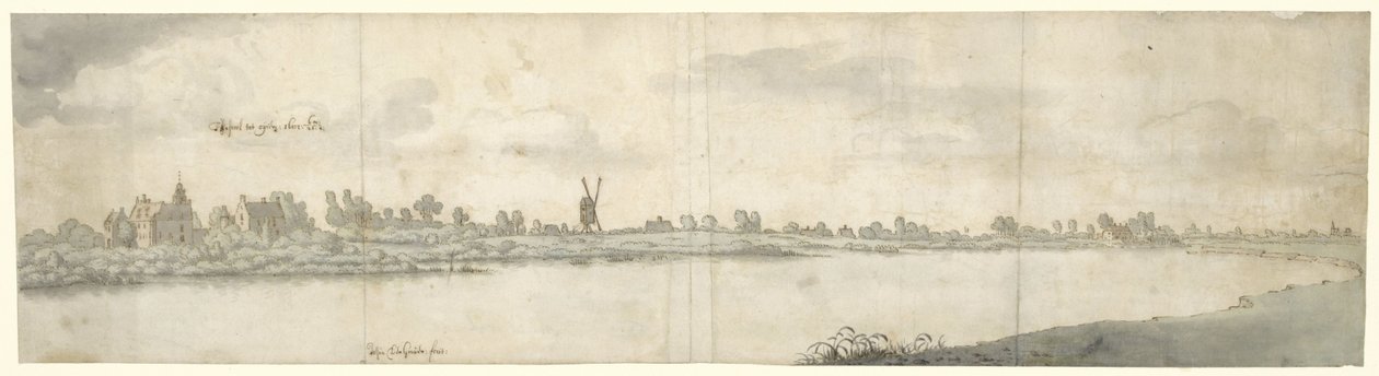 Vista do Castelo de Ooij, perto de Nijmegen, Brabante do Norte de Josua de Grave