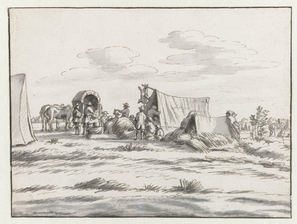 Vista de um acampamento do Exército de Willem III perto de Leuven de Josua de Grave