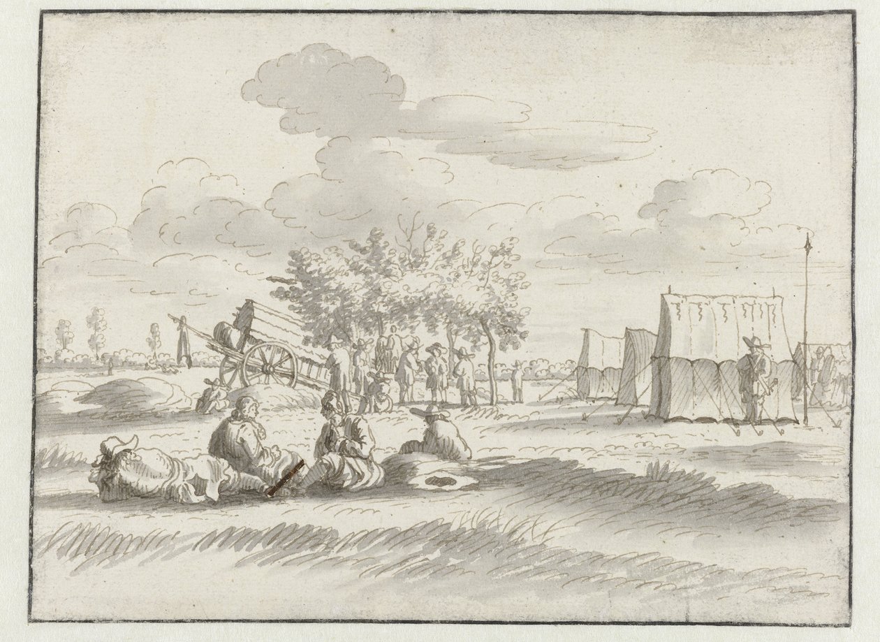 Vista de um acampamento do Exército de Willem III perto de Leuven de Josua de Grave
