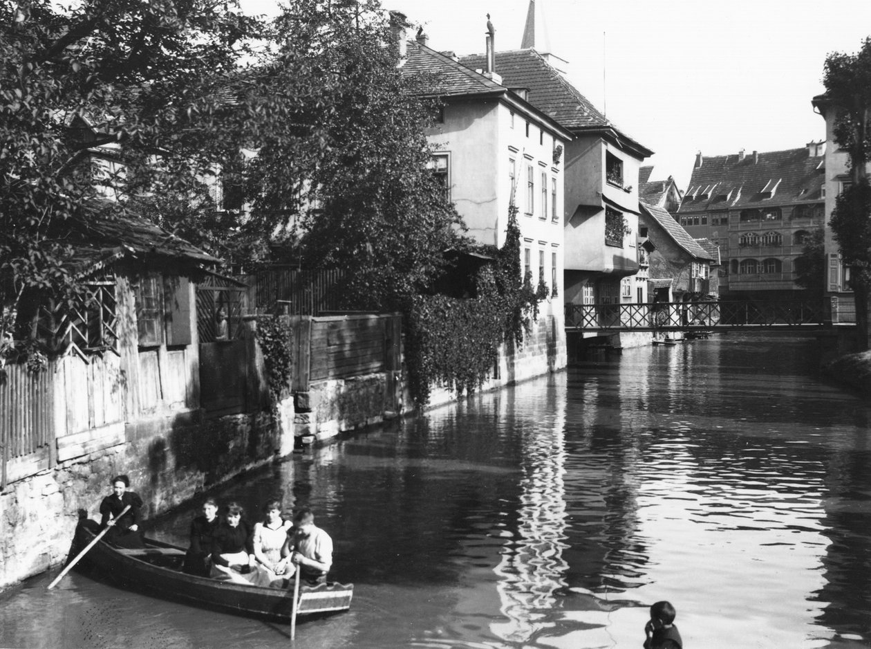 Passeios de barco no rio Gera em Erfurt, Thiringia, c.1910 de Jousset