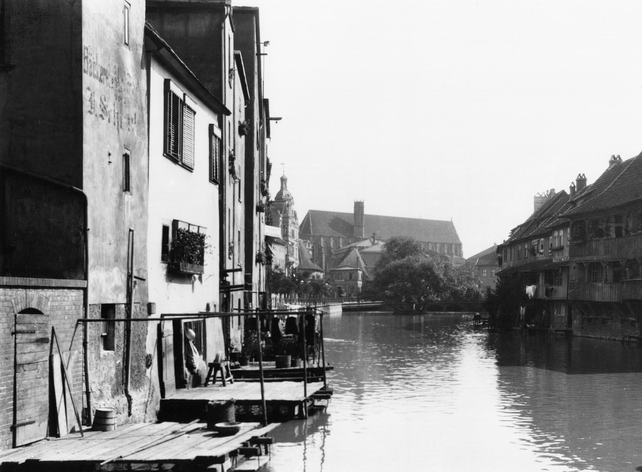 O rio Gera em Erfurt, Thiringia, c.1910 de Jousset