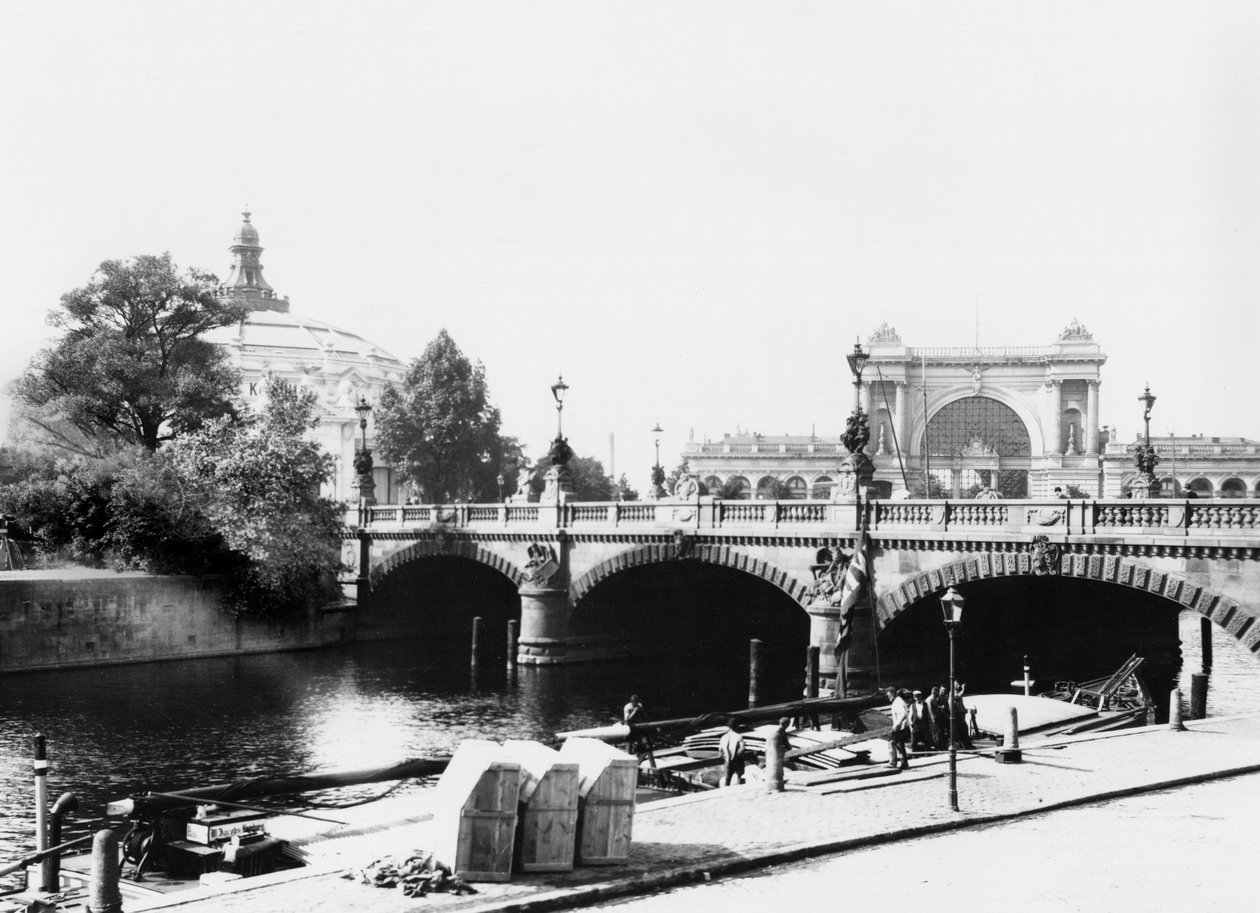 Vista da ponte Moltke e da estação Lehrter Bahnhof, Berlim, c.1910 de Jousset