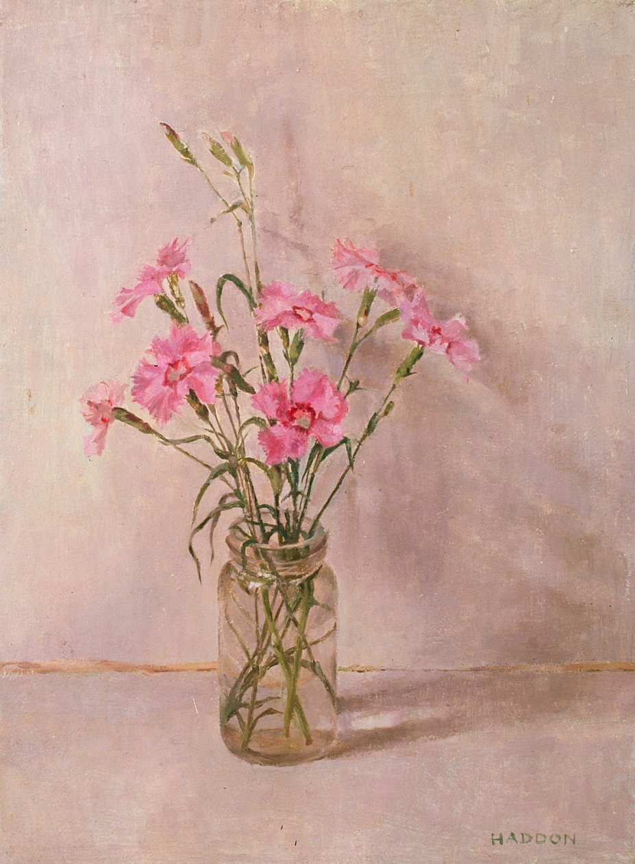 Pinks em uma jarra de vidro de Joyce Haddon