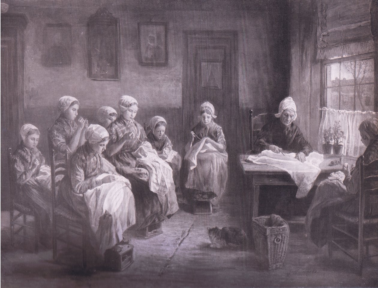 A escola de costura em Katwyk, Bibbys Annual, 1916-1917 de Jozef Israëls