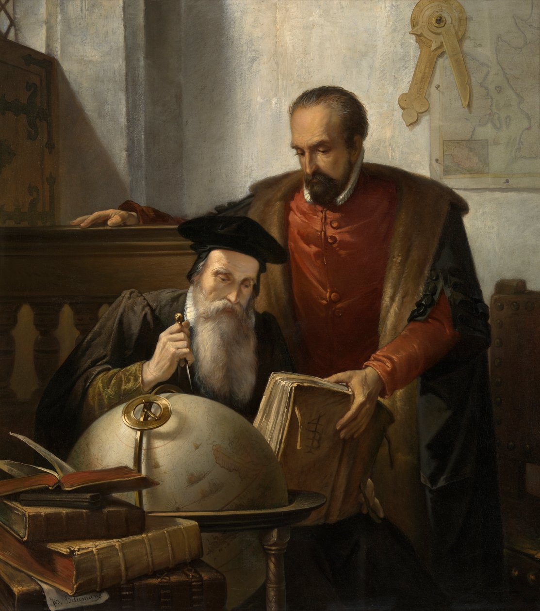 Mercator e Ortelius (óleo sobre tela) de Jozef (1816 88) Bellemans
