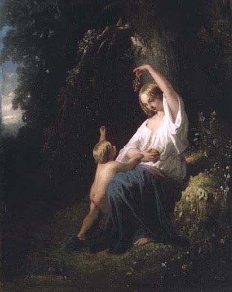 Mãe e Filho, c.1850 de Jozef  Israels
