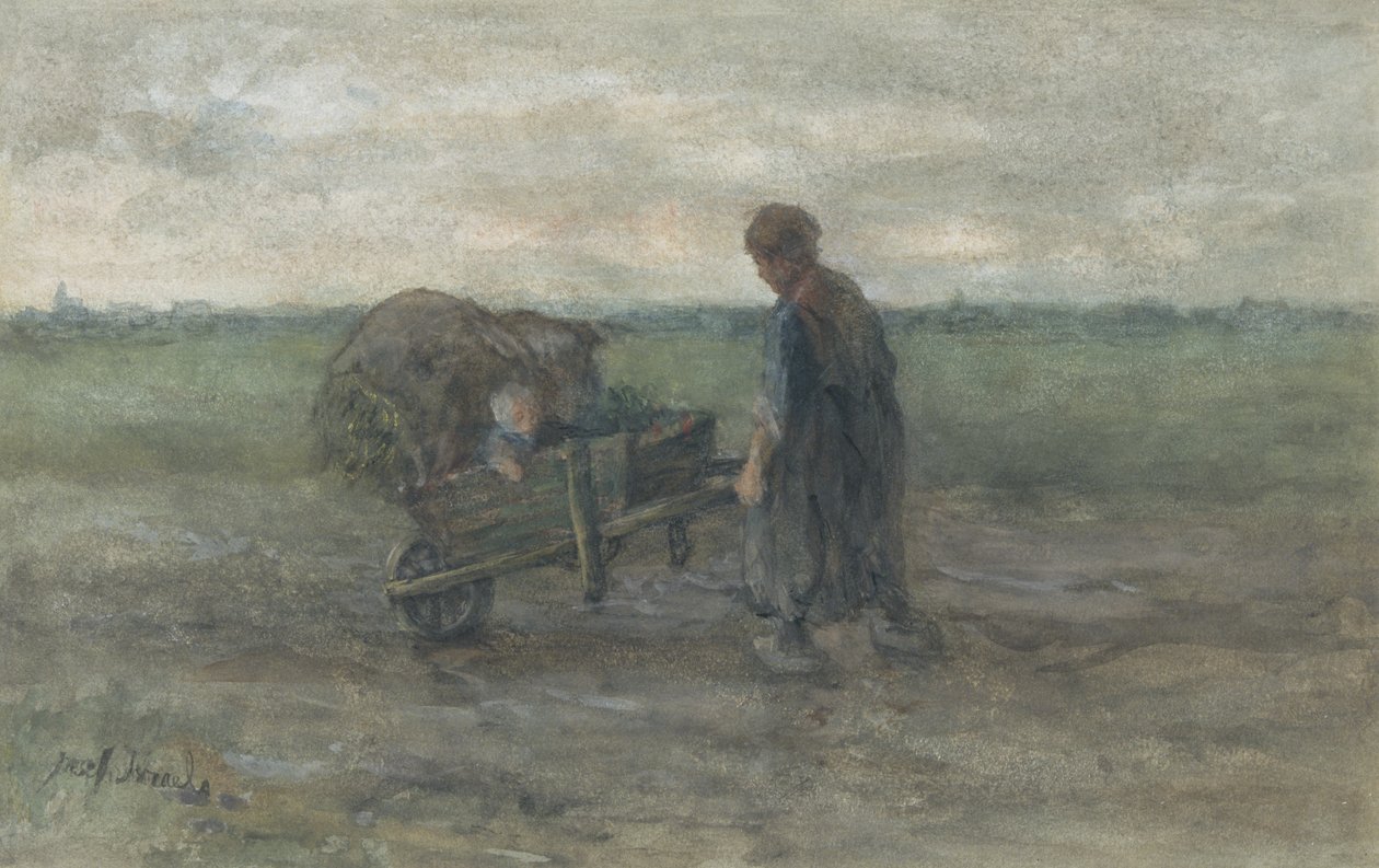 Regresso dos campos (aguarela e cor de corpo sobre papel) de Jozef (1824 1911) Israels