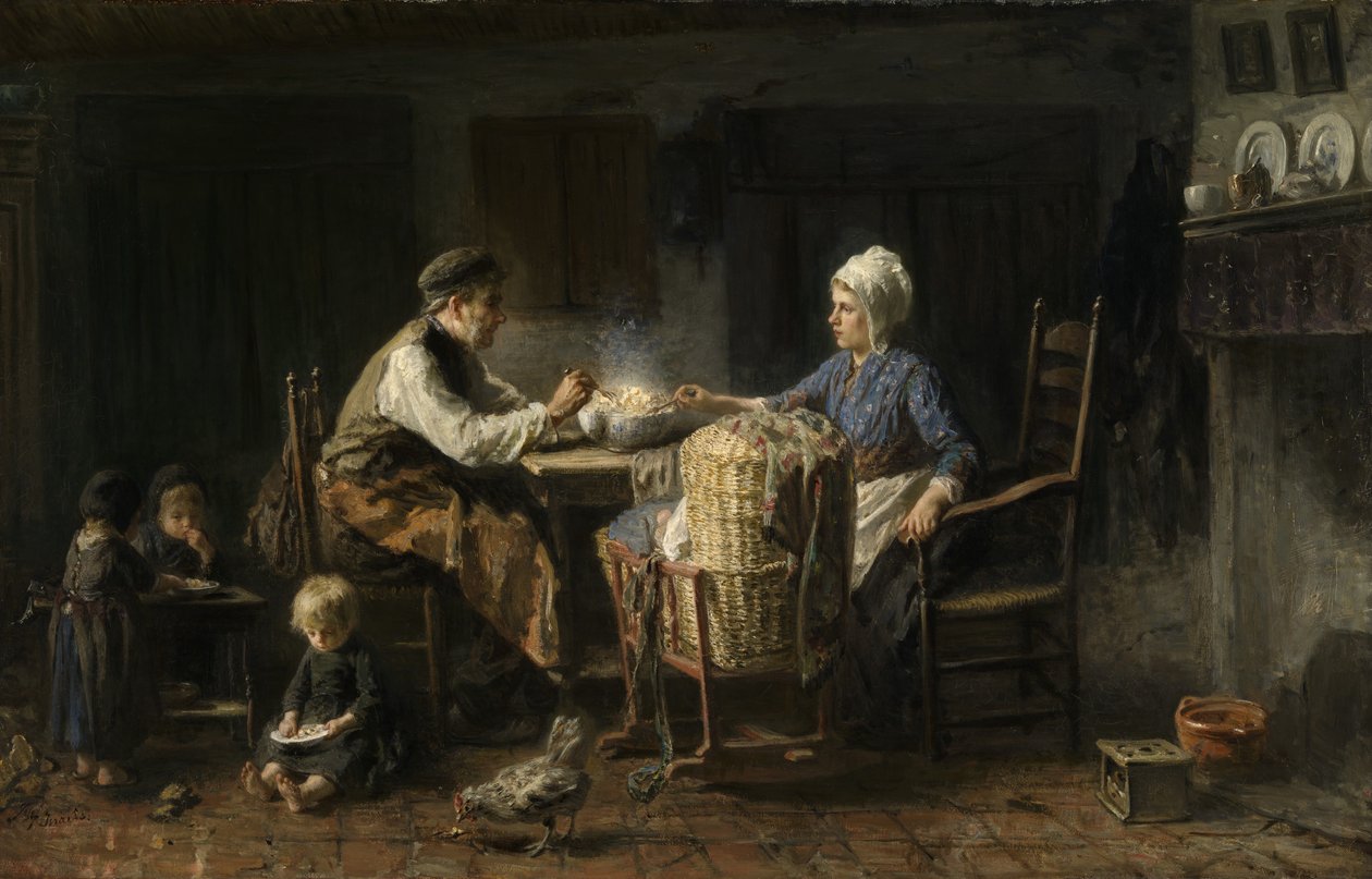 A refeição económica (óleo sobre tela) de Jozef (1824 1911) Israels