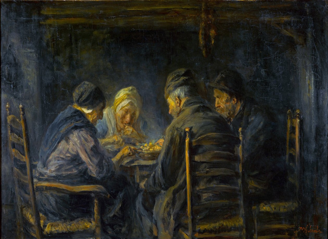 Comedores de batata - Les mangeurs de pommes de terre - Peinture de Jozef Israels (1824-1911) - c. 1902 - Óleo sobre tela - 119,5x151 - Gemeentemuseum Den Haag de Jozef  Israels