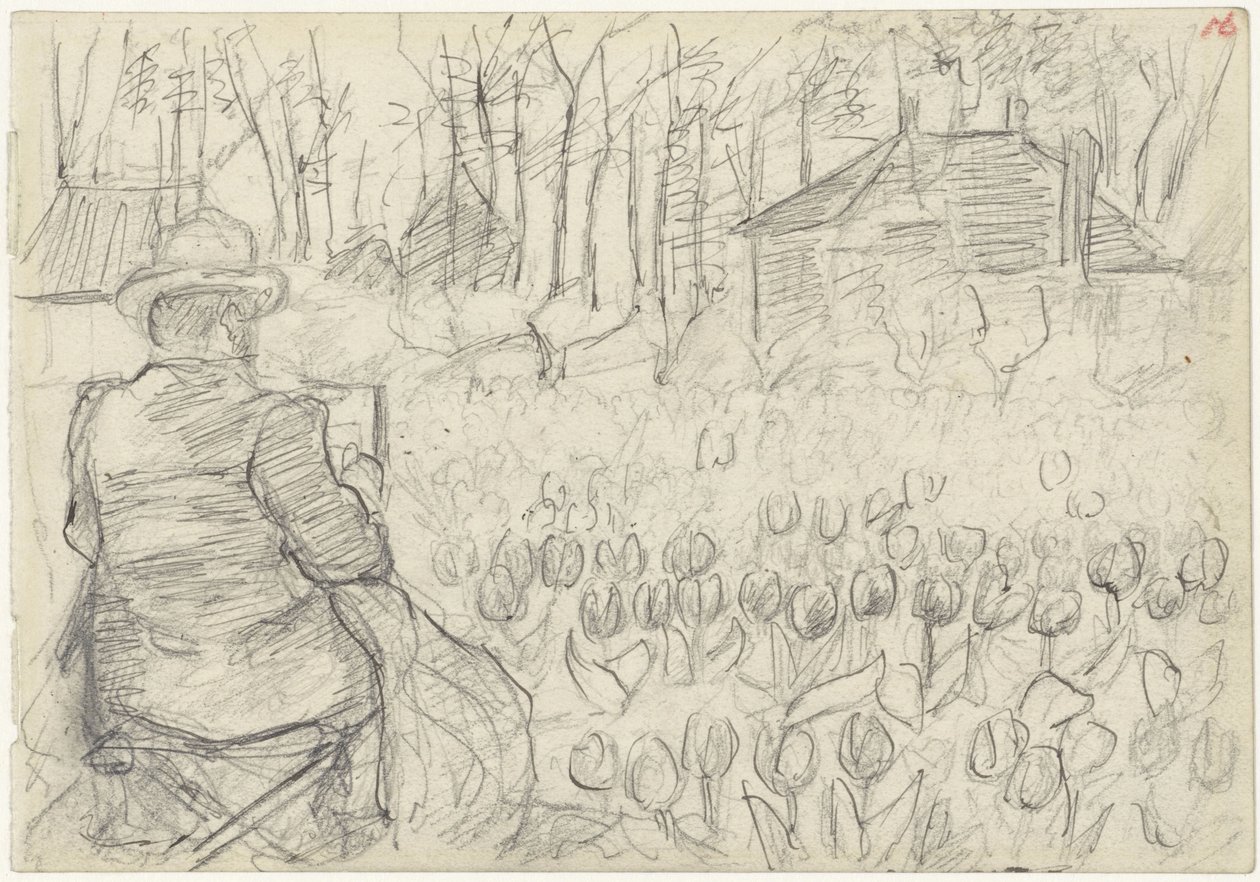 Pintor num campo de tulipas de Jozef Israëls