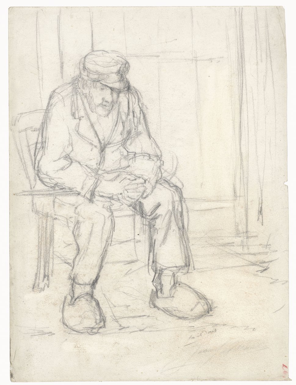 Um velho agricultor sentado de Jozef Israëls