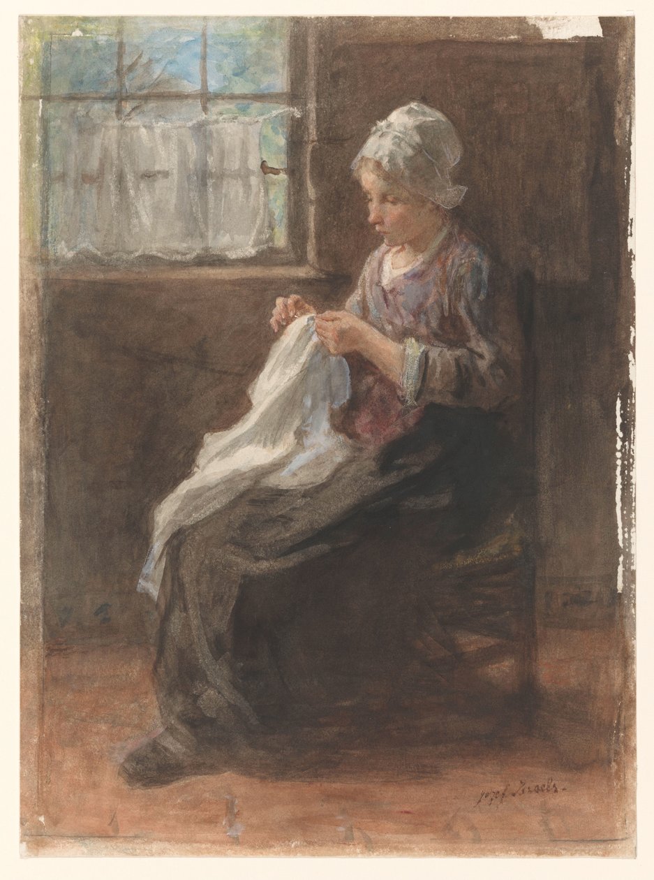 a costureira de Jozef Israëls (signed by artist)