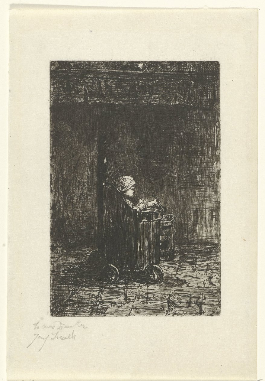 Criança na cadeira alta de Jozef Israëls (signed by artist)