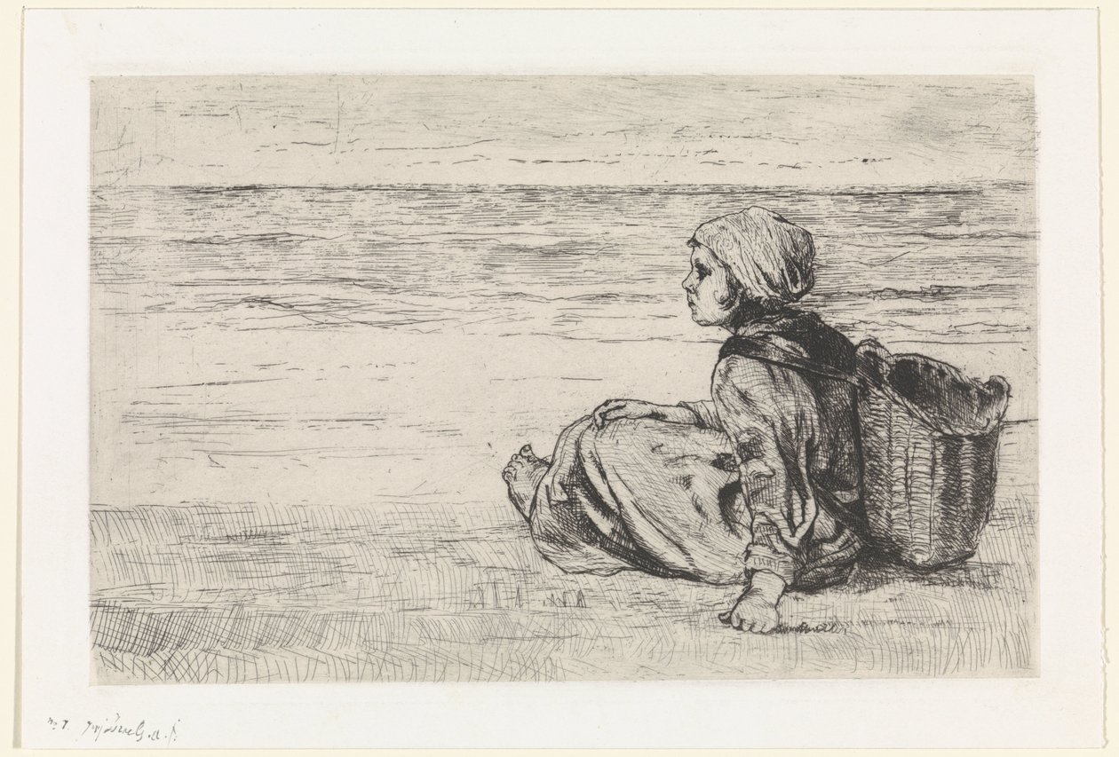 Rapariga junto ao mar de Jozef Israëls (signed by artist)