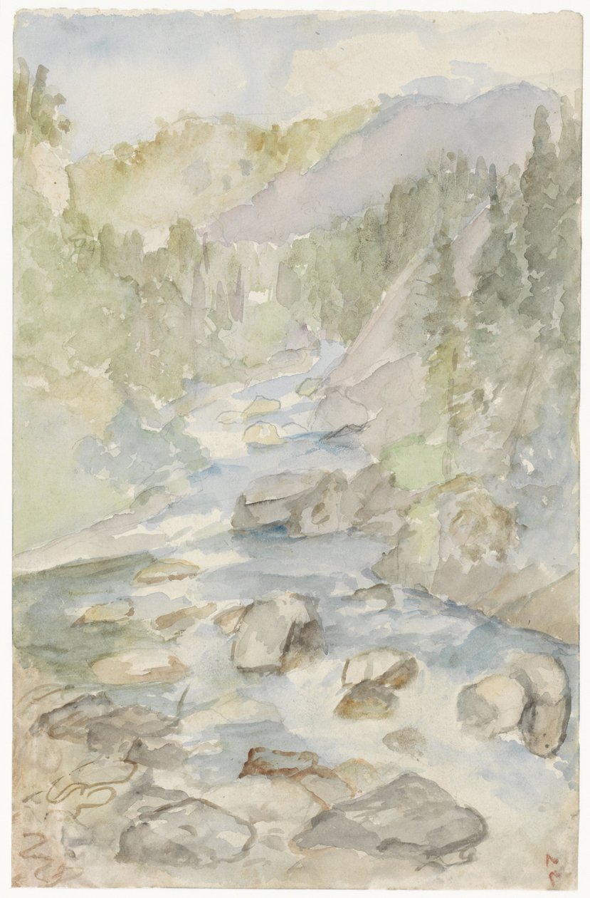 Paisagem montanhosa com riacho de Jozef Israëls