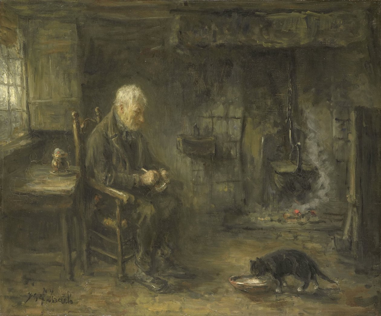 Interior de uma cabana de camponeses de Jozef Israëls