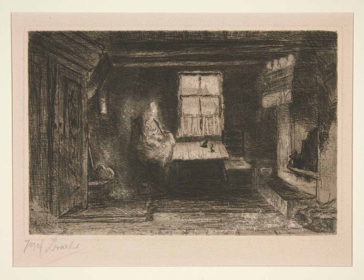 Mãe e filho no interior de Jozef Israëls