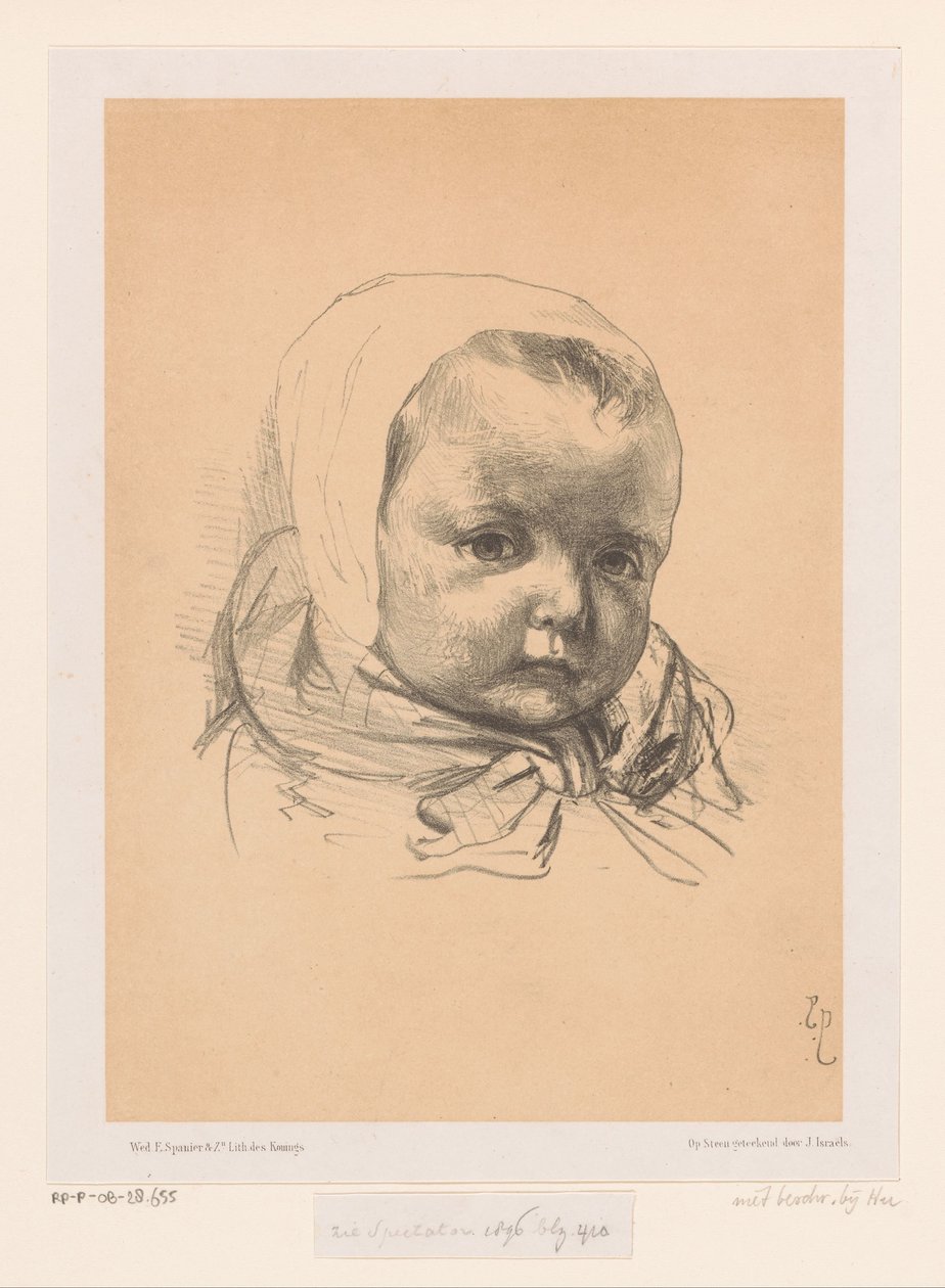 Retrato de um bebé com chapéu de Jozef Israëls