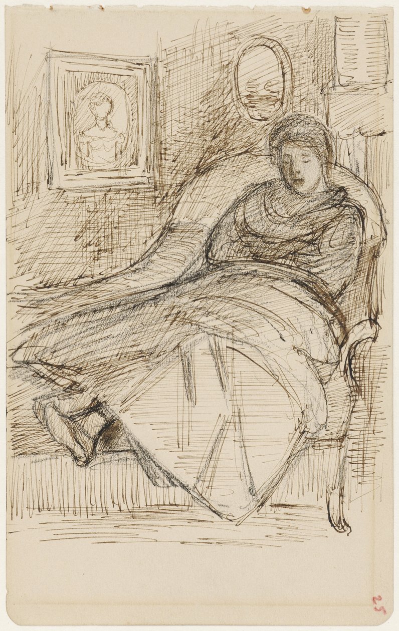 Mulher adormecida num canapé de Jozef Israëls