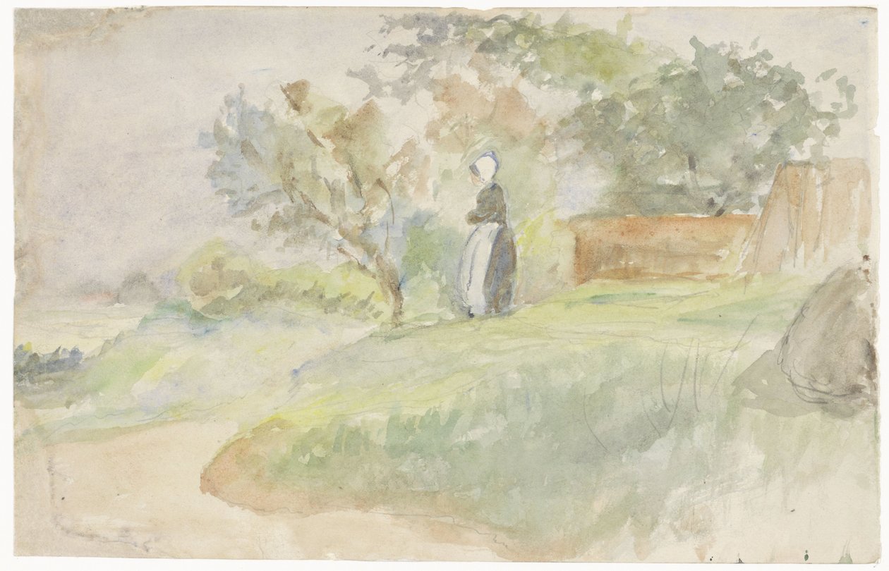 Mulher em pé numa paisagem de Jozef Israëls