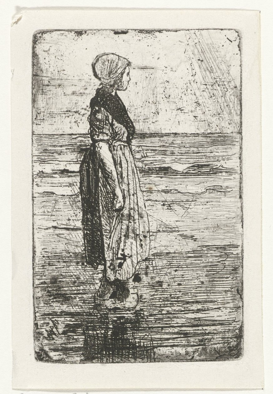 Mulher em pé na praia de Jozef Israëls