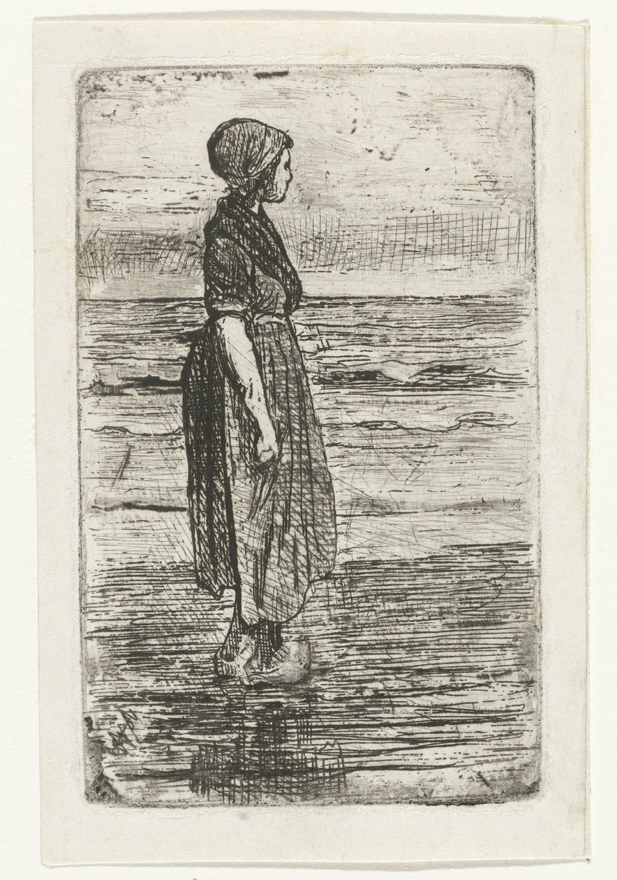 Mulher de pé na praia de Jozef Israëls