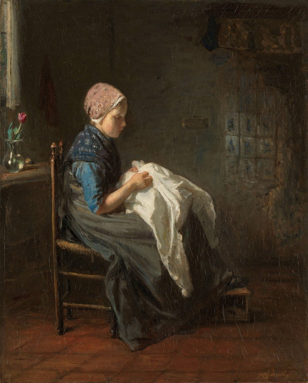 A pequena costureira, 1850-88 de Jozef Israëls
