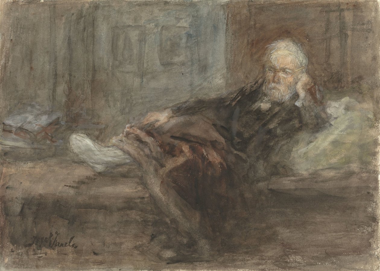 Auto-retrato com pé doente de Jozef Israëls