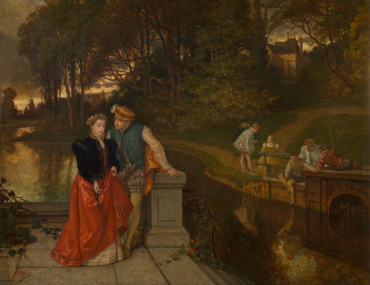 Amantes no Parque (óleo sobre painel) de Jozef Lies