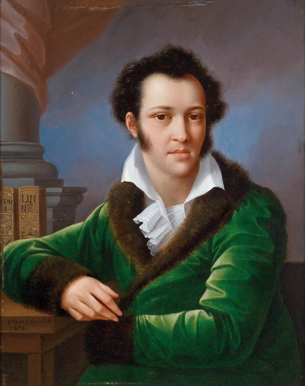 Retrato do Conde Fyodor Ivanovich Tolstoy 1782-1846, conhecido como o americano, 1812. de Jozef Oleszkiewicz