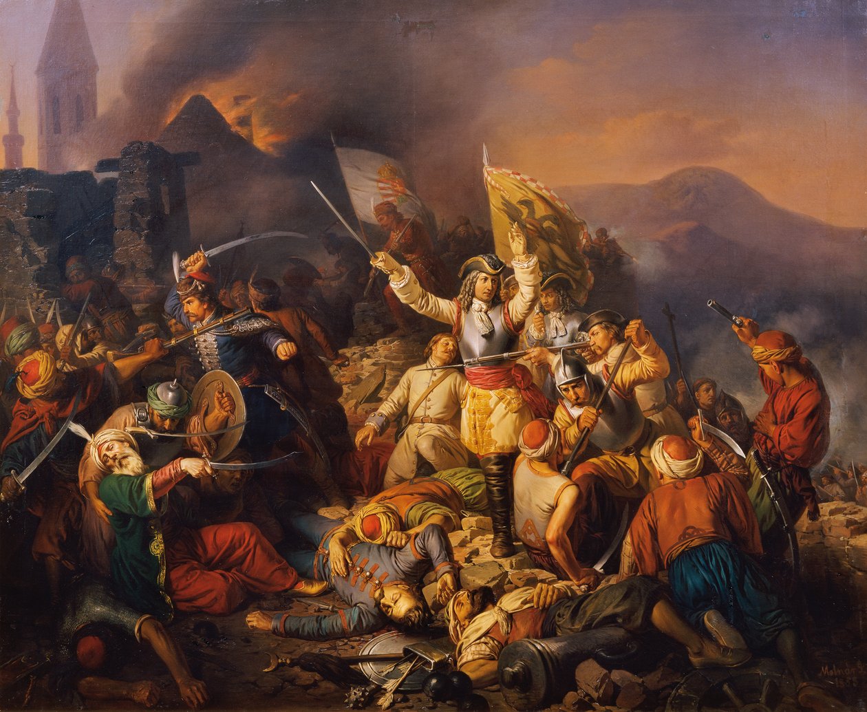 A reconquista de Ofen dos turcos em 1686 de Jozsef Molnar