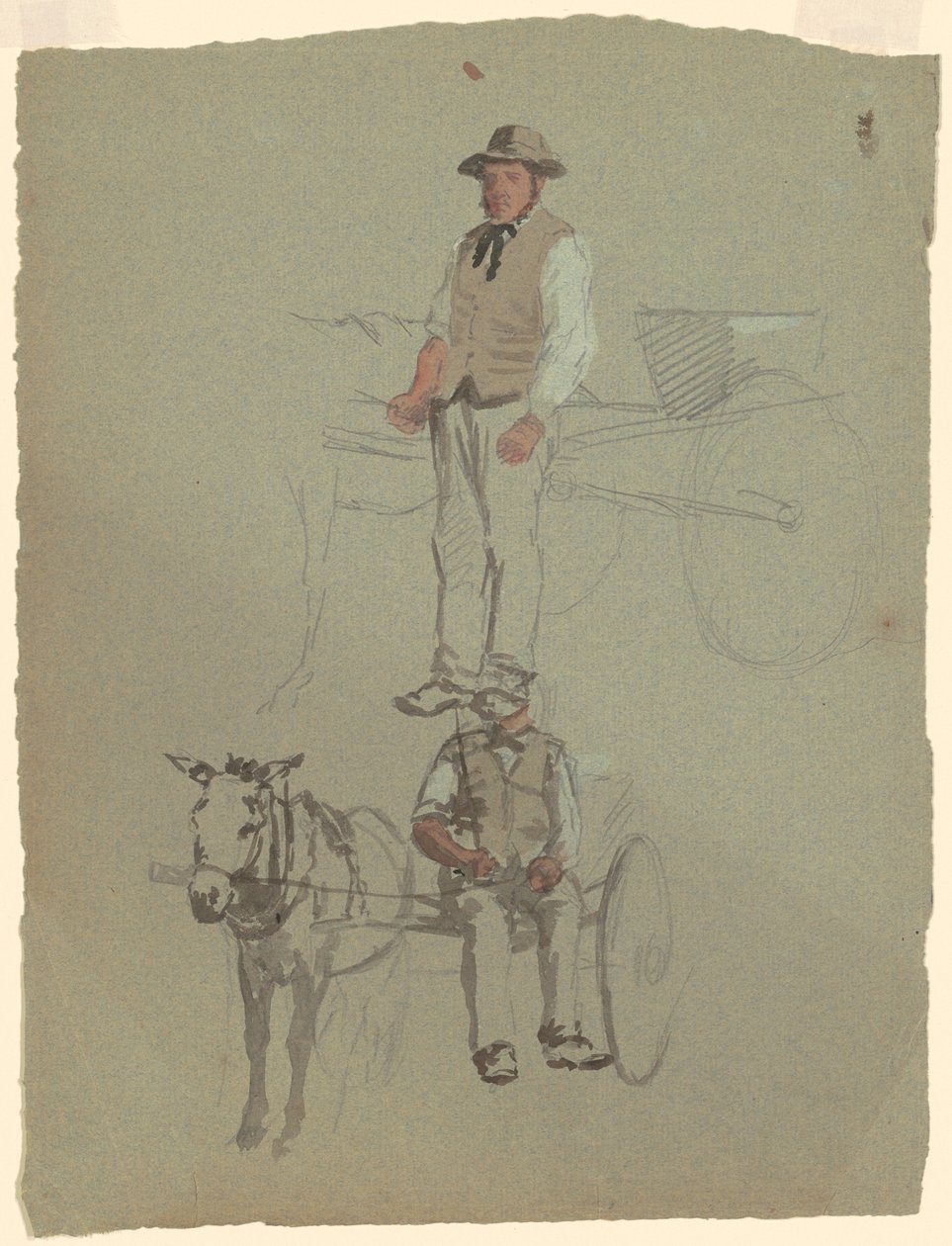 Estudos de uma carroça de homem e cavalo de Jr. Enoch Wood Perry