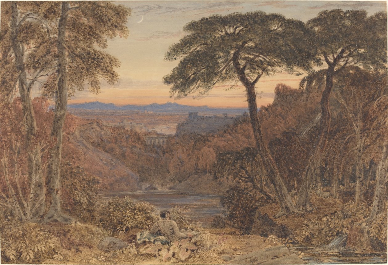 Uma paisagem Arcádia de Jr. George Barret