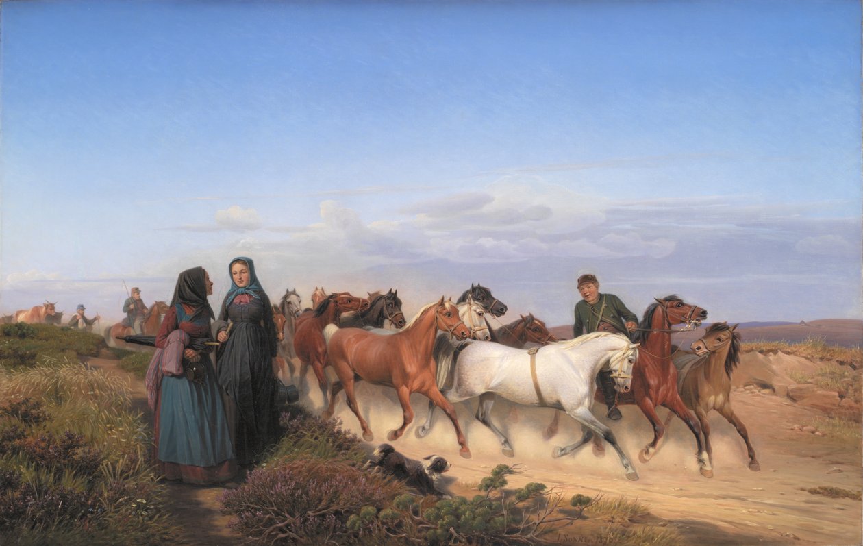 Agricultores da Jutlândia voltando do mercado com seus cavalos de Jørgen V. Sonne