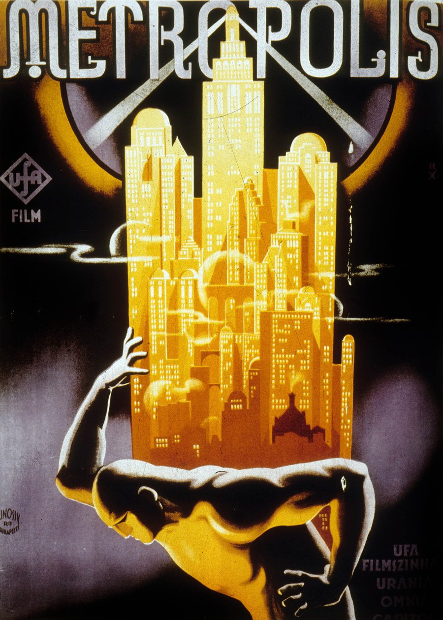 Poster para o lançamento húngaro de Metropolis, dirigido por Fritz Lang, 1927 de Jósef Bottlik
