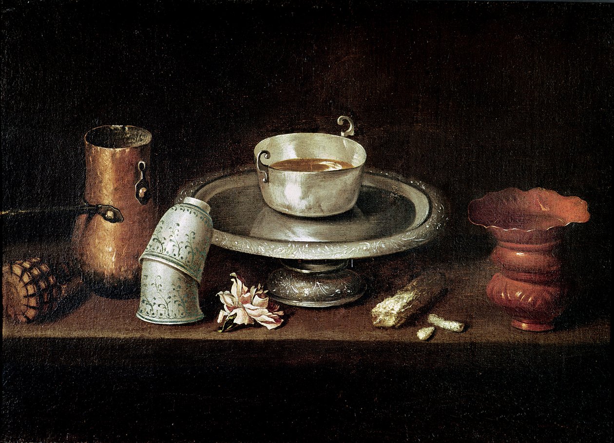 Ainda vida com uma tigela de Chocolate, ou café da manhã com chocolate, c.1640 de Juan de Zurbaran