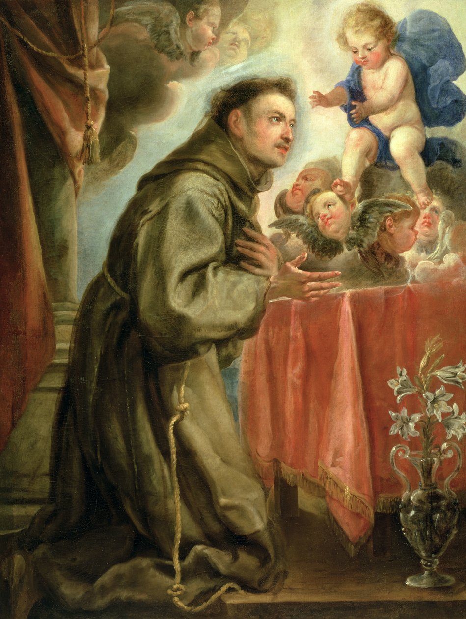 Santo Antônio de Pádua (1195-1231) adorando o Menino Jesus de Juan Carreño de Miranda