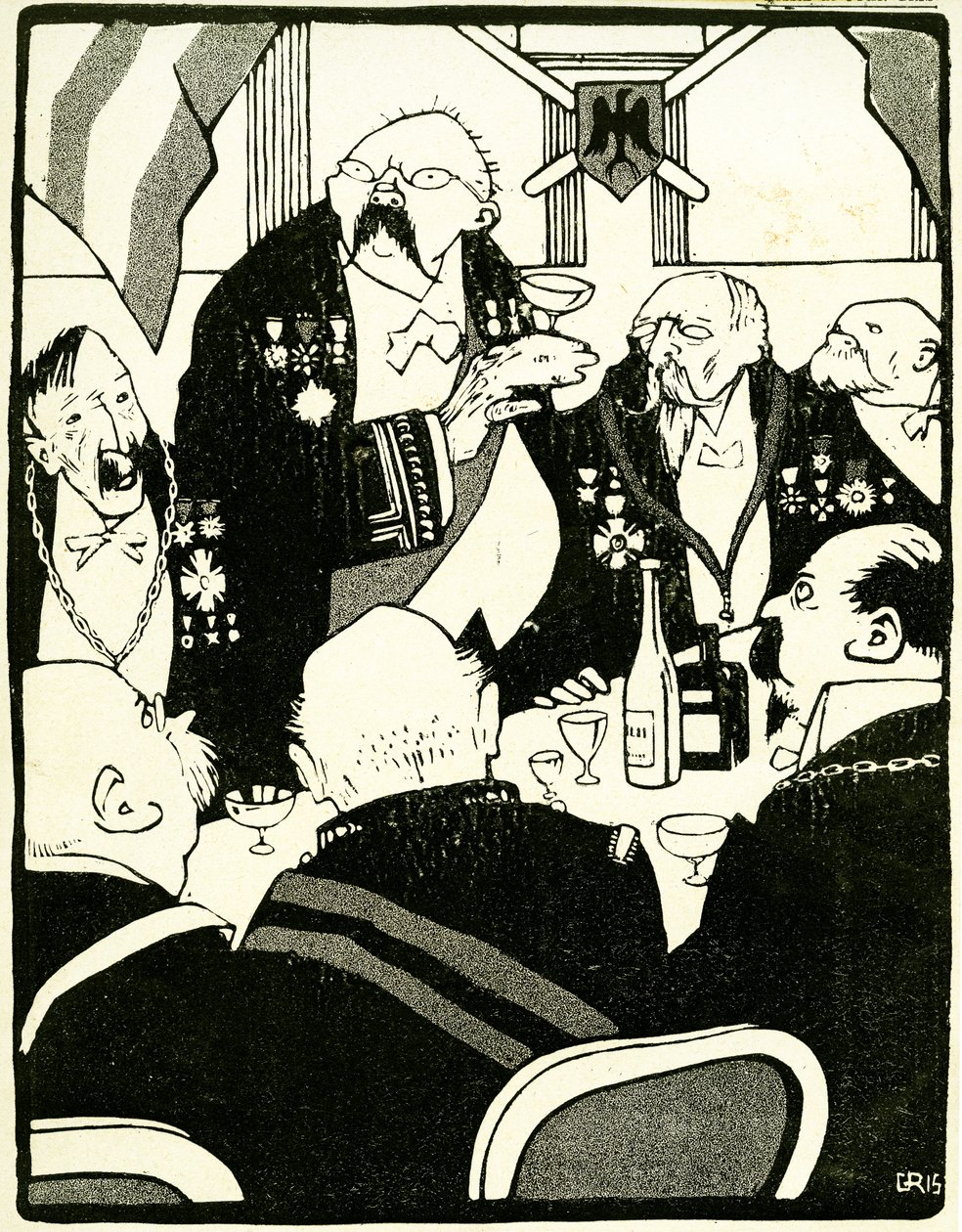 Os líderes europeus fazem um brinde durante uma conferência, 1908. de Juan Gris