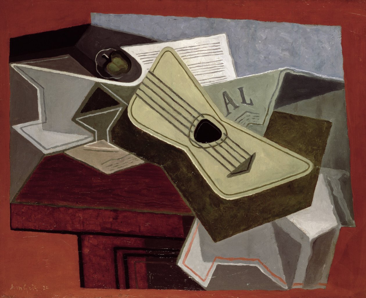 Guitarra e Jornal, 1925 de Juan Gris