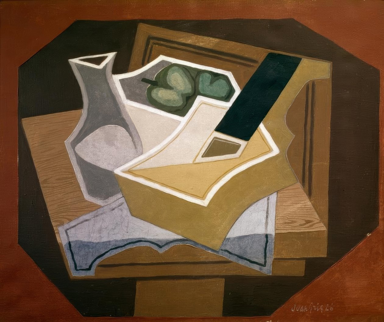 Guitarra, maçãs e karaffe de Juan Gris