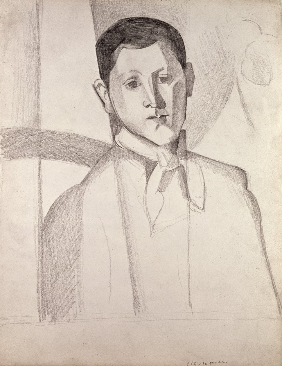 Retrato após Cezanne (crayon no papel) de Juan Gris