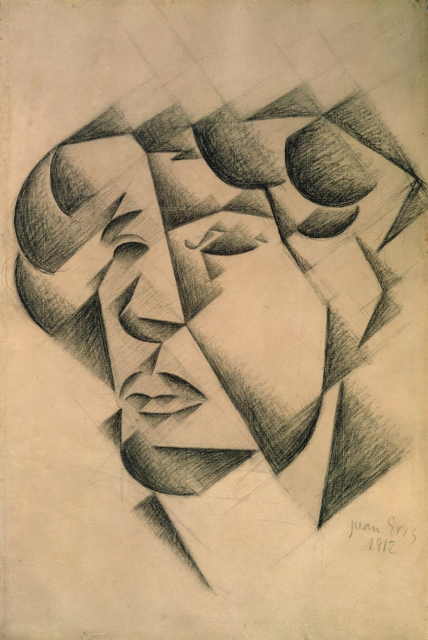 Auto-retrato, 1912 (carvão sobre papel) de Juan Gris