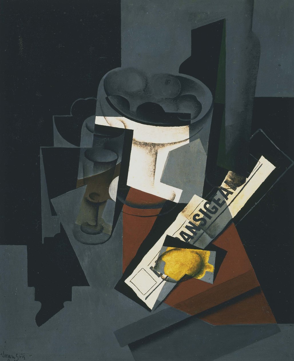 Ainda vida com jornal de Juan Gris