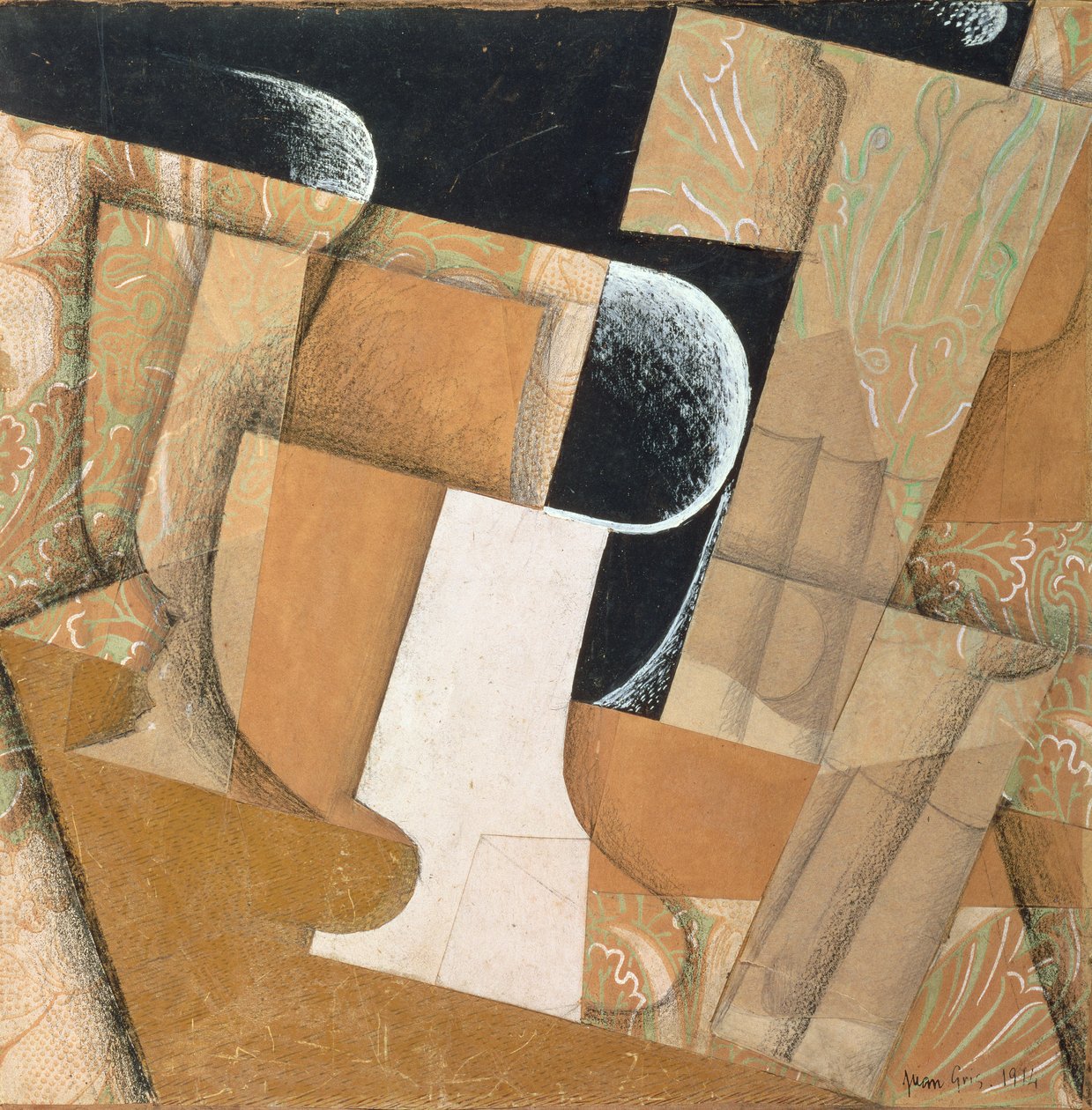 The Glass (colagem, guache e lápis sobre papel) de Juan Gris