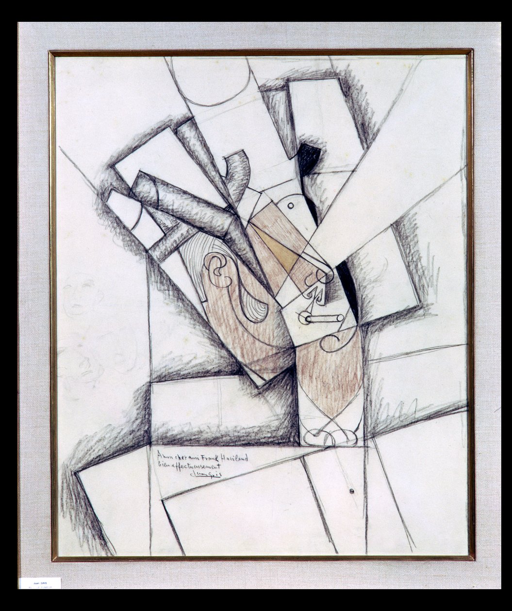 The Smoker, 1912 (carvão e giz vermelho sobre papel) de Juan Gris