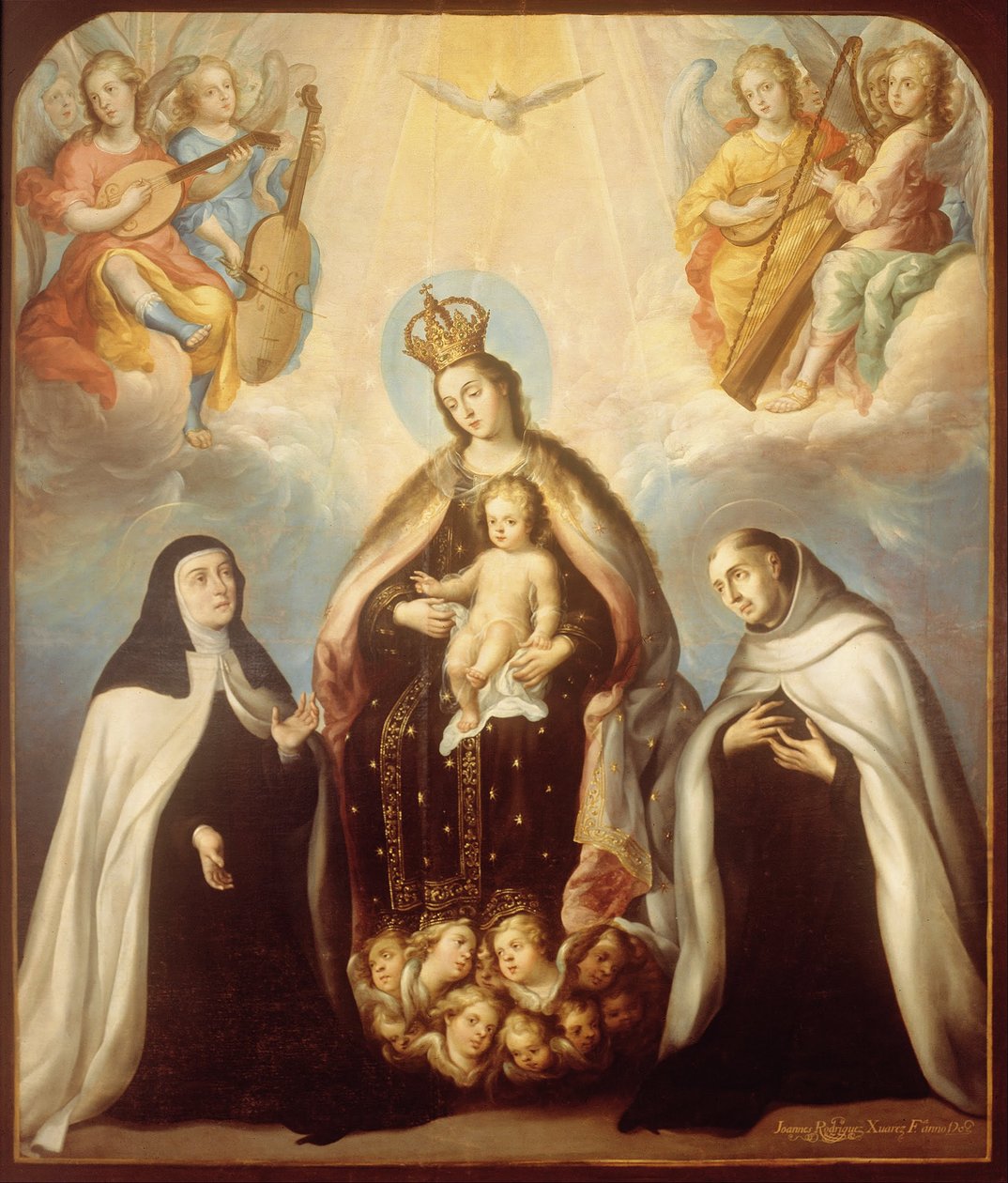 A Virgem do Carmen com Santa Teresa e São João da Cruz de Juan Rodríguez Juárez